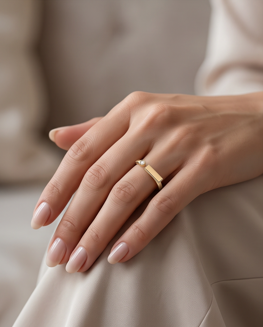 Sophisticated Solid Gold Round Diamond Minimalist Ring – 0.02 ct