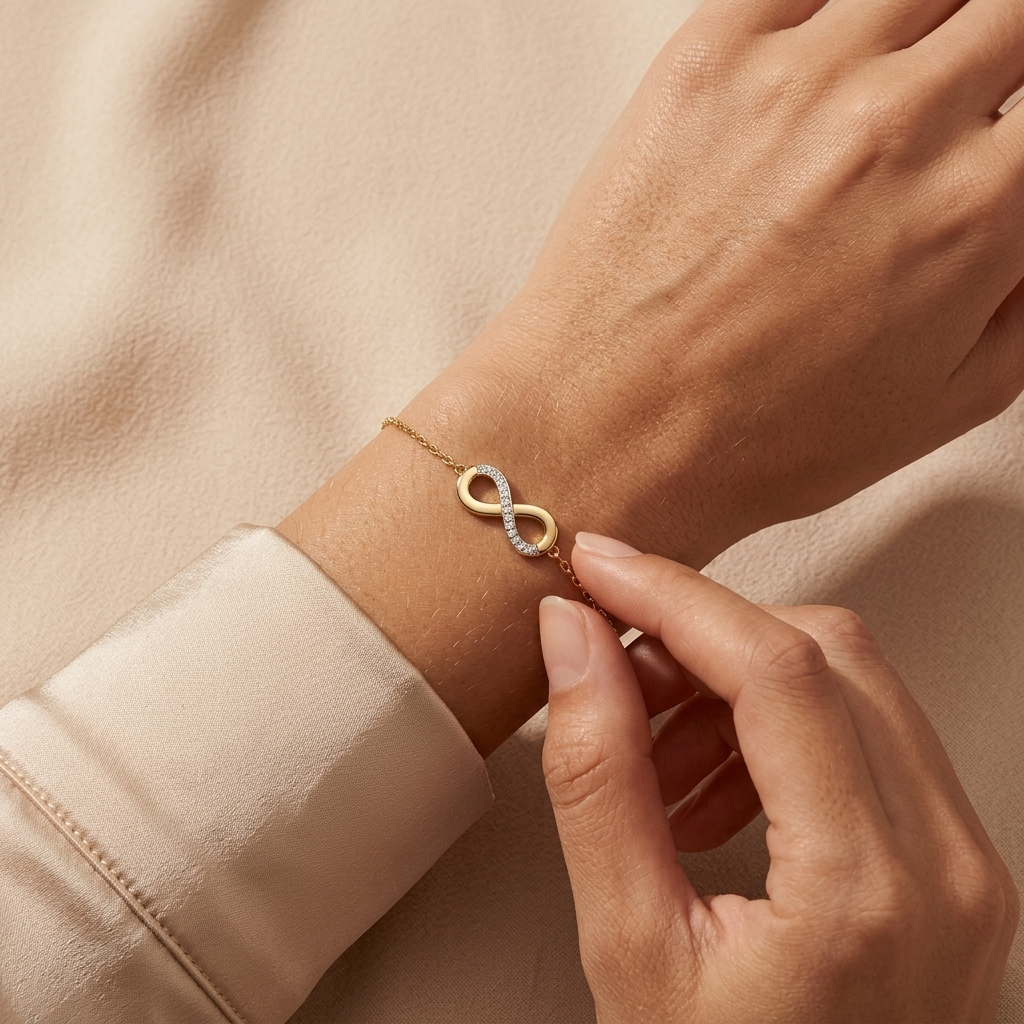 Solid Gold Round Diamond Minimalist Bracelet – 0.05 ct