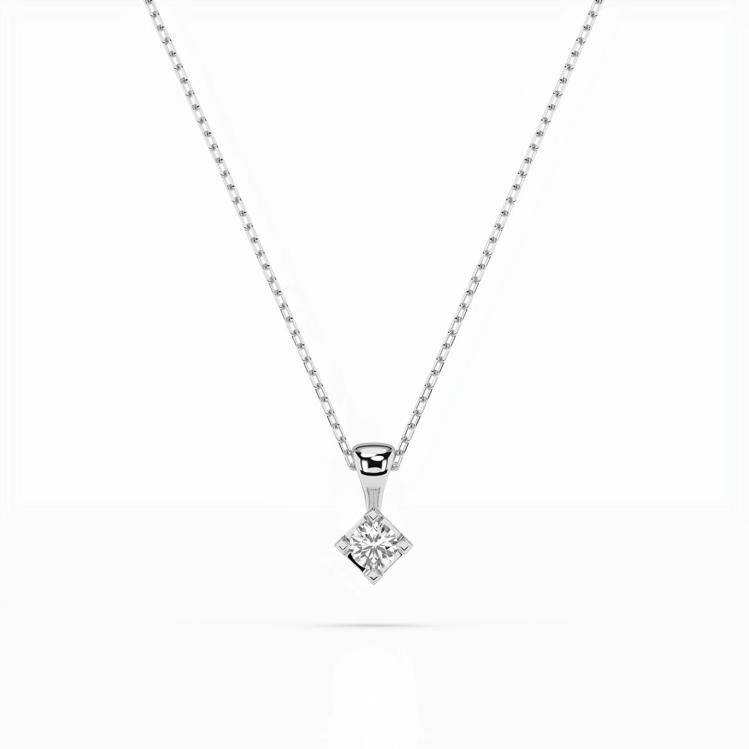 Solitaire Necklace (Round), 0.08 ct — 104-10014(2.7)