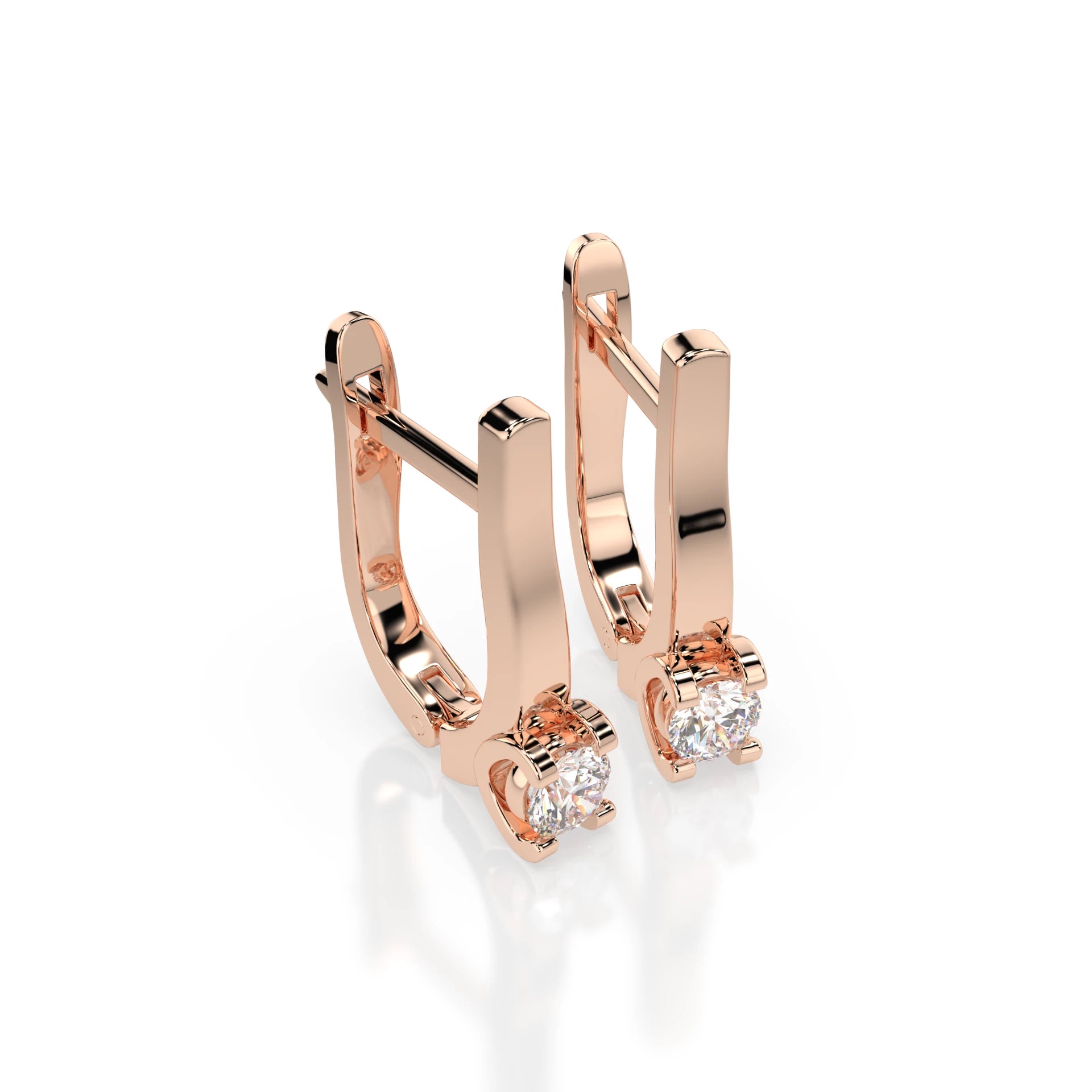 Solitaire English Lock Earring (Round), 0.3 ct — 102-10022(3.4)