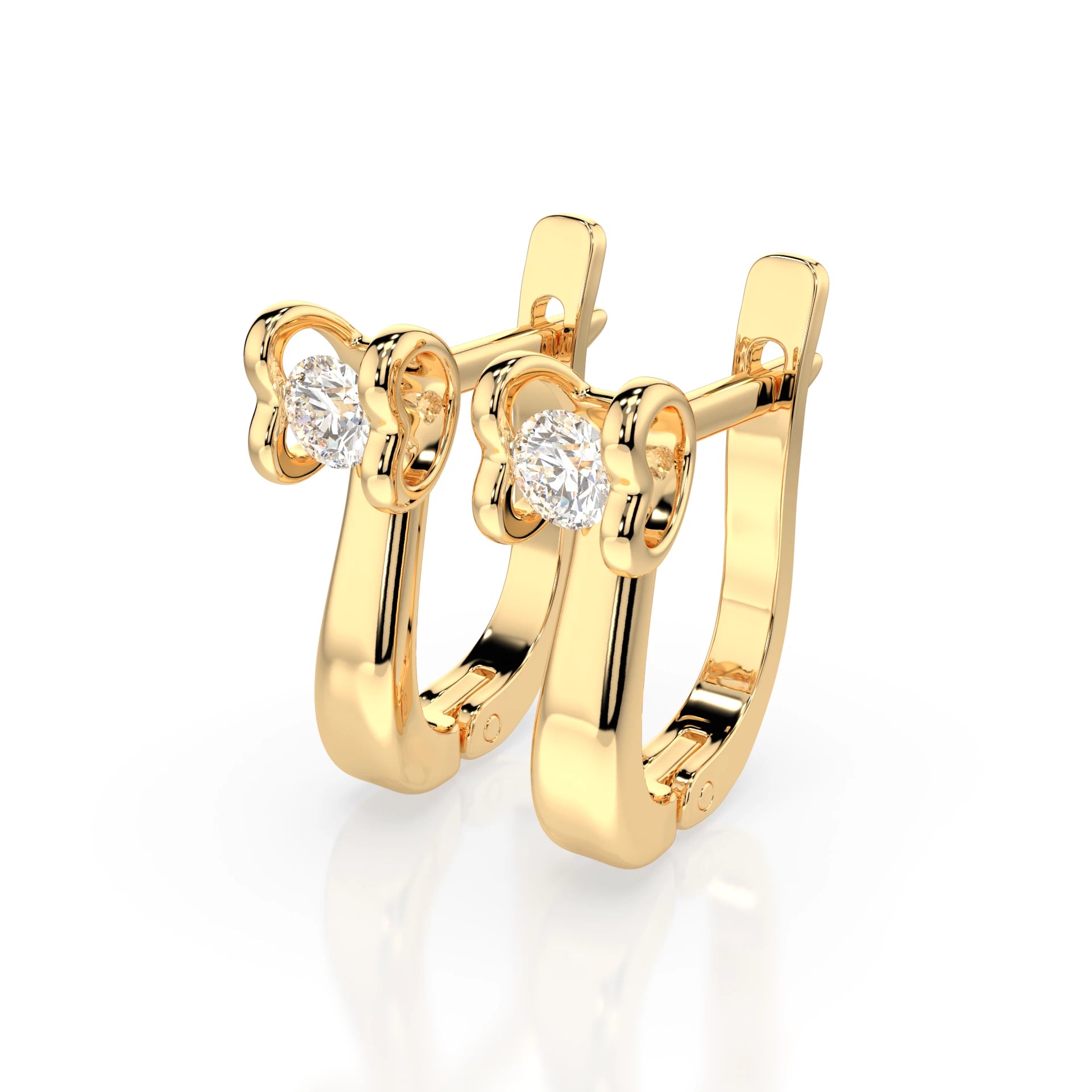 Solitaire English Lock Earring (Round), 0.2 ct — 102-10013(3.0)