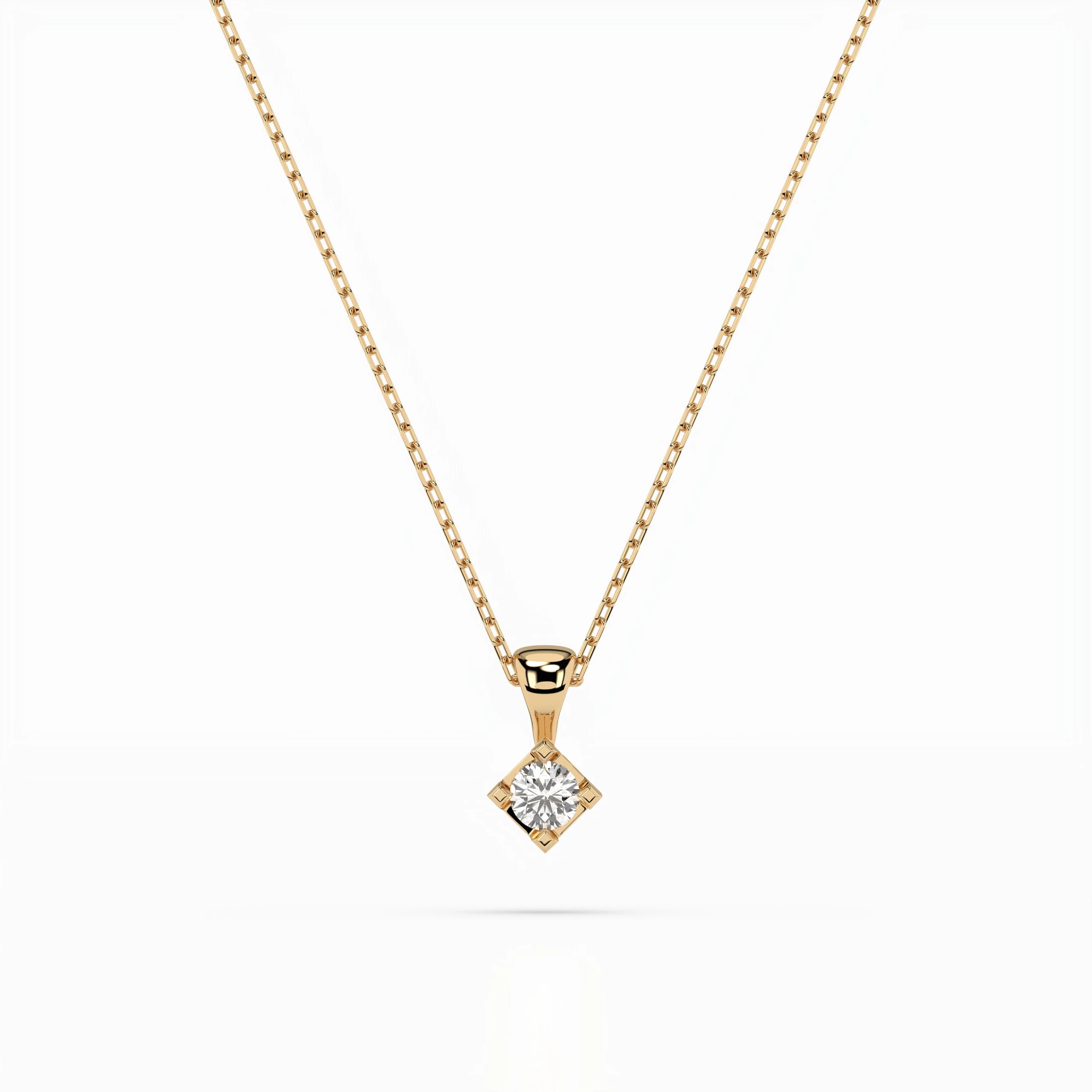 Solitaire Necklace (Round), 0.08 ct — 104-10014(2.7)