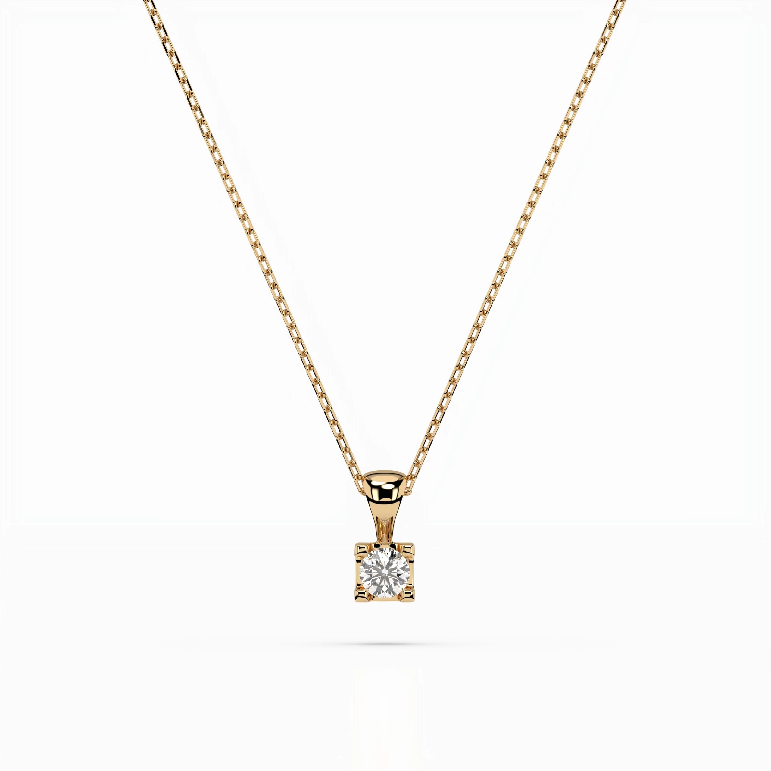 Solitaire Necklace (Round), 0.08 ct — 104-10013(2.7)
