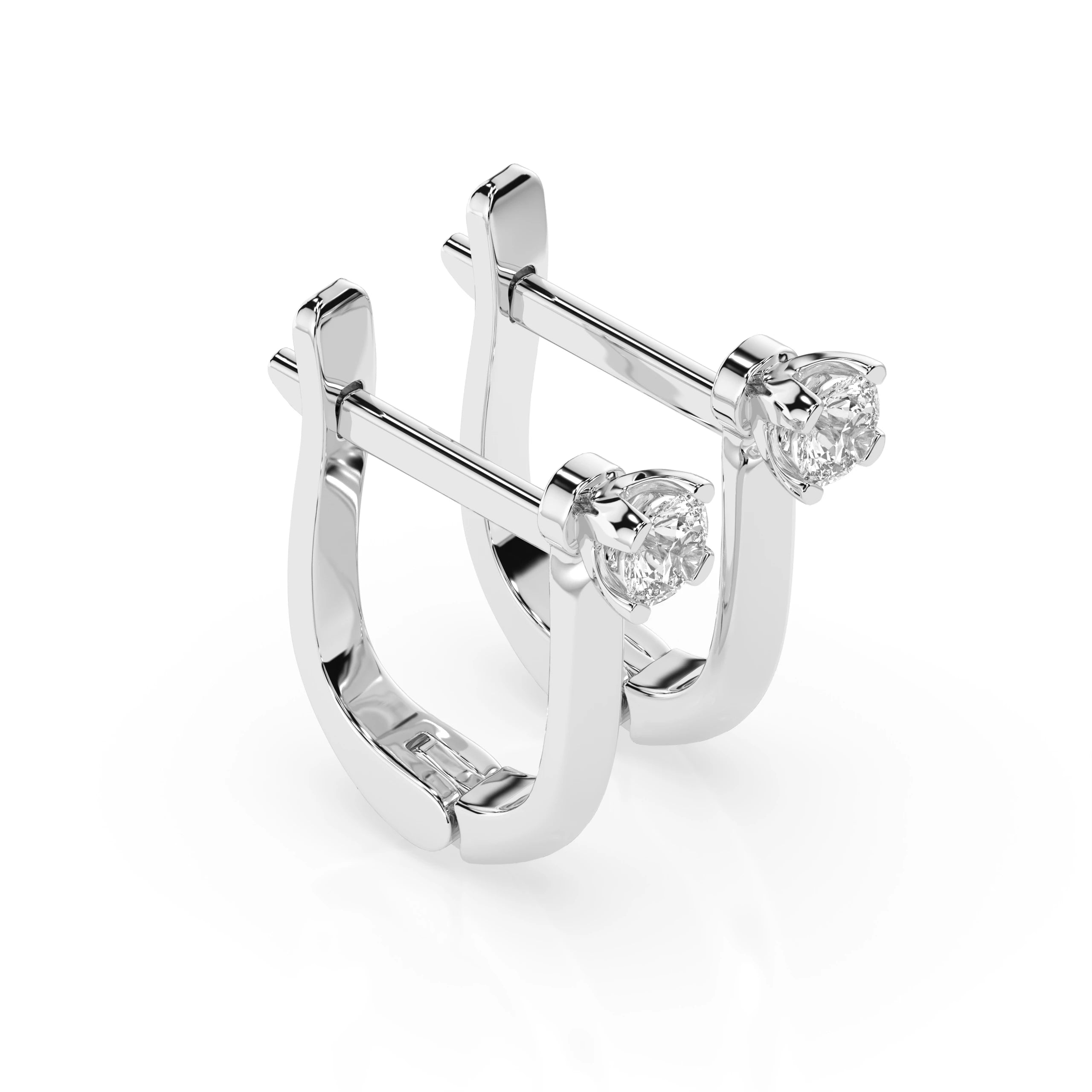 Solitaire English Lock Earring (Round), 0.12 ct — 102-10089(2.5)