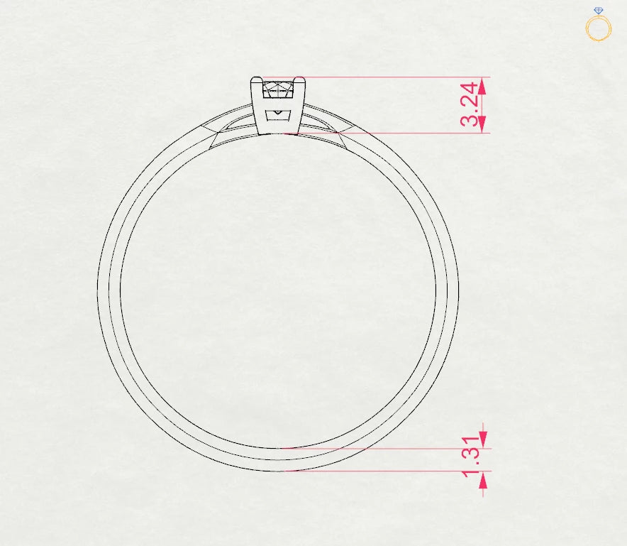 Solitaire Ring (Round), 0.1 ct — 101-10012/1(3.0)