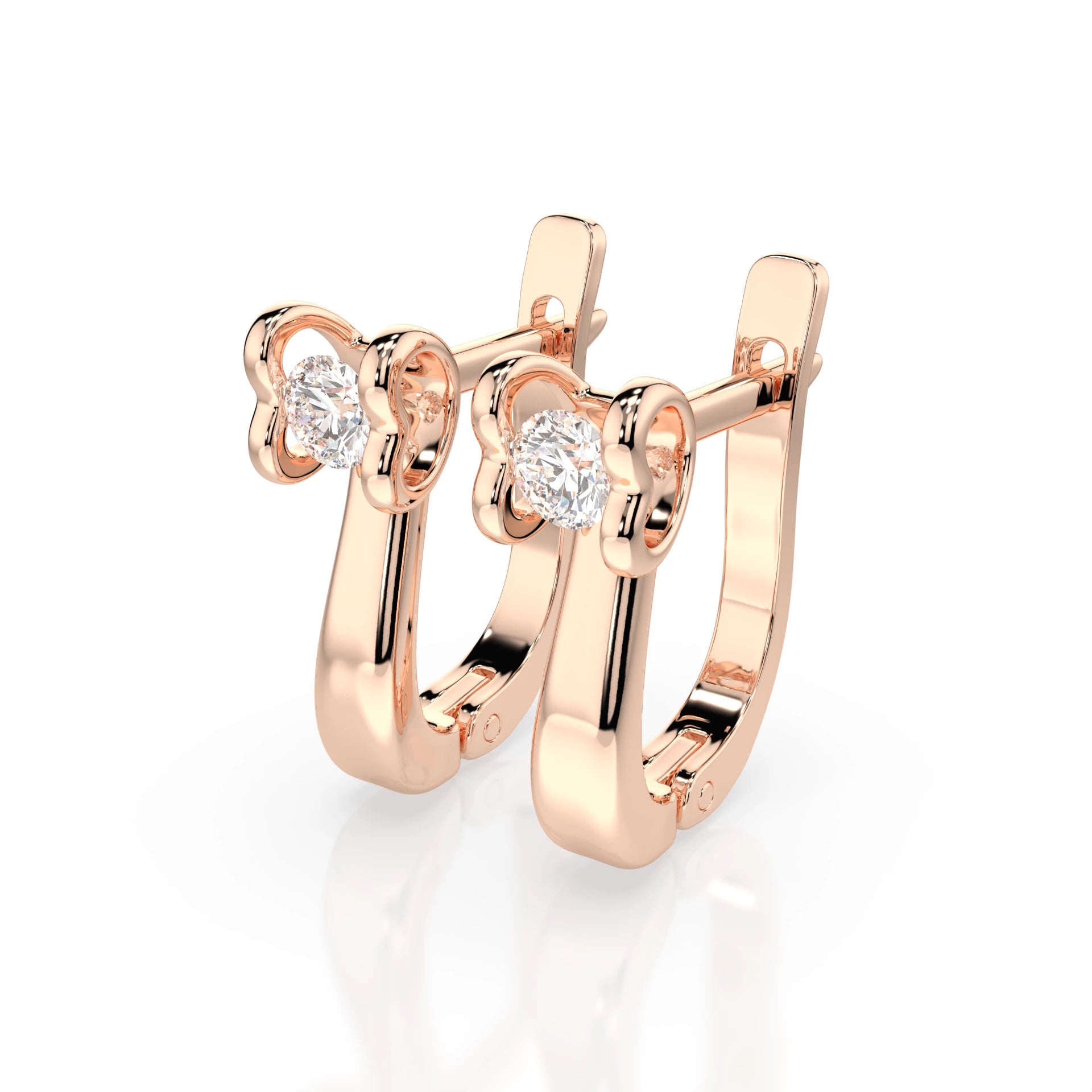 Solitaire English Lock Earring (Round), 0.2 ct — 102-10013(3.0)