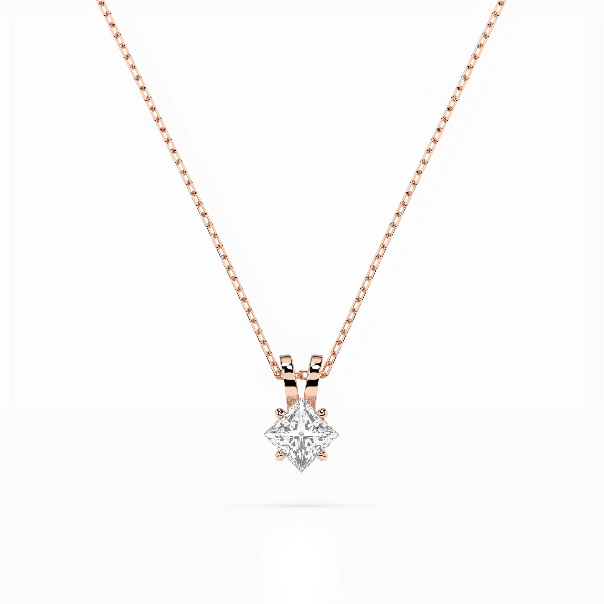 Solitaire Necklace (Princess), 0.3 ct — 104-10070(0.30)PR