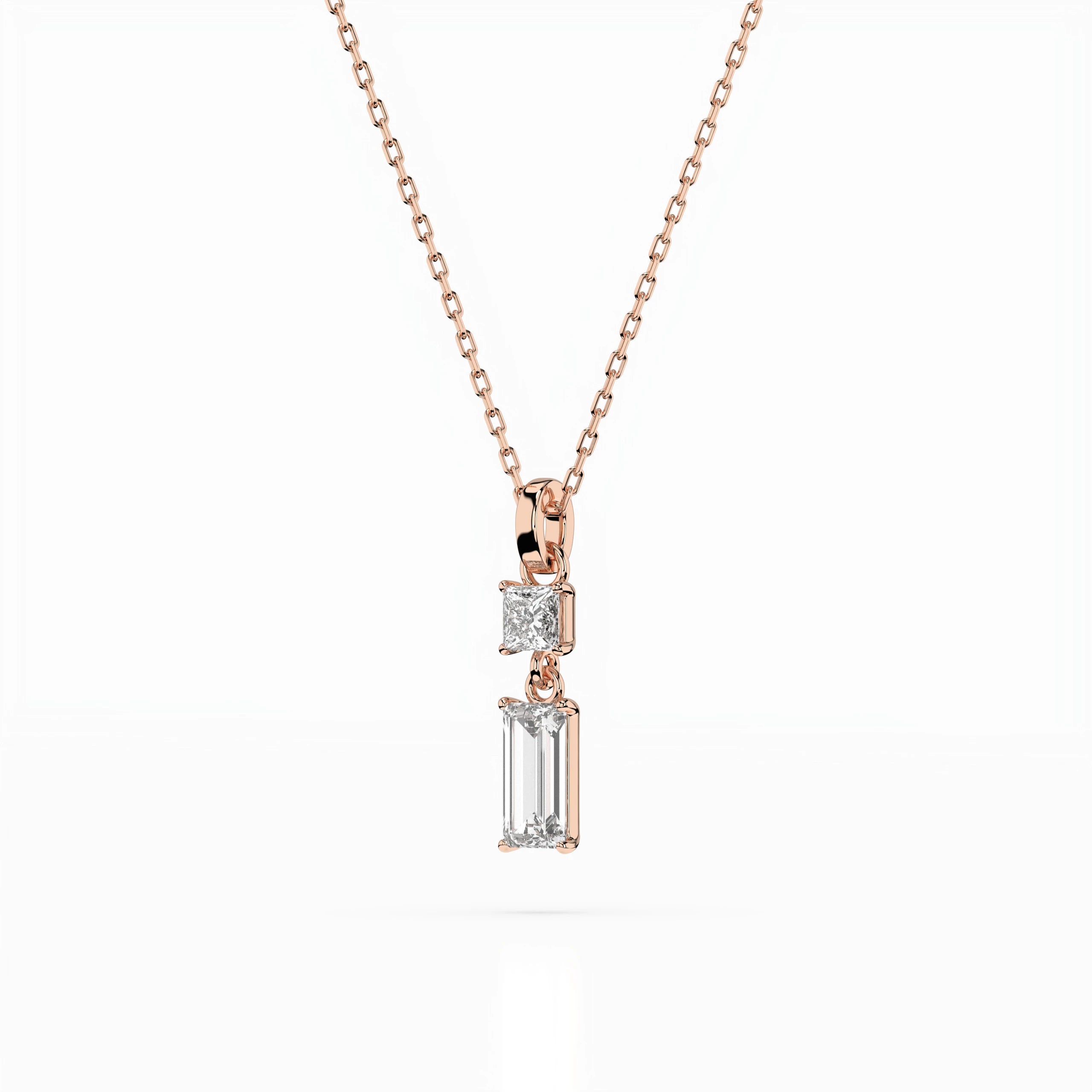 Solitaire Necklace (Baguette), 0.1 ct — 104-10071/1(0.30)BAQ