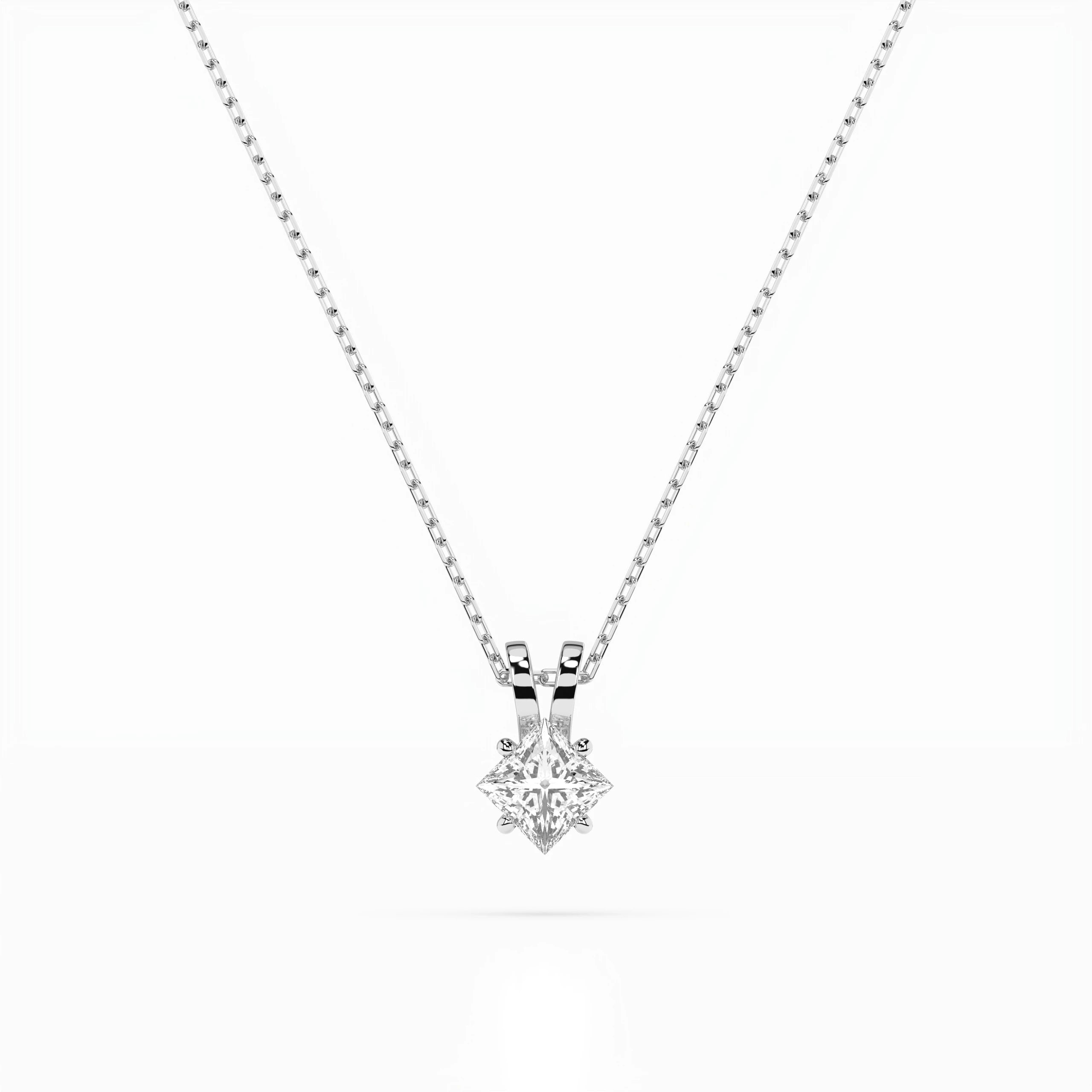 Solitaire Necklace (Princess), 0.3 ct — 104-10070(0.30)PR