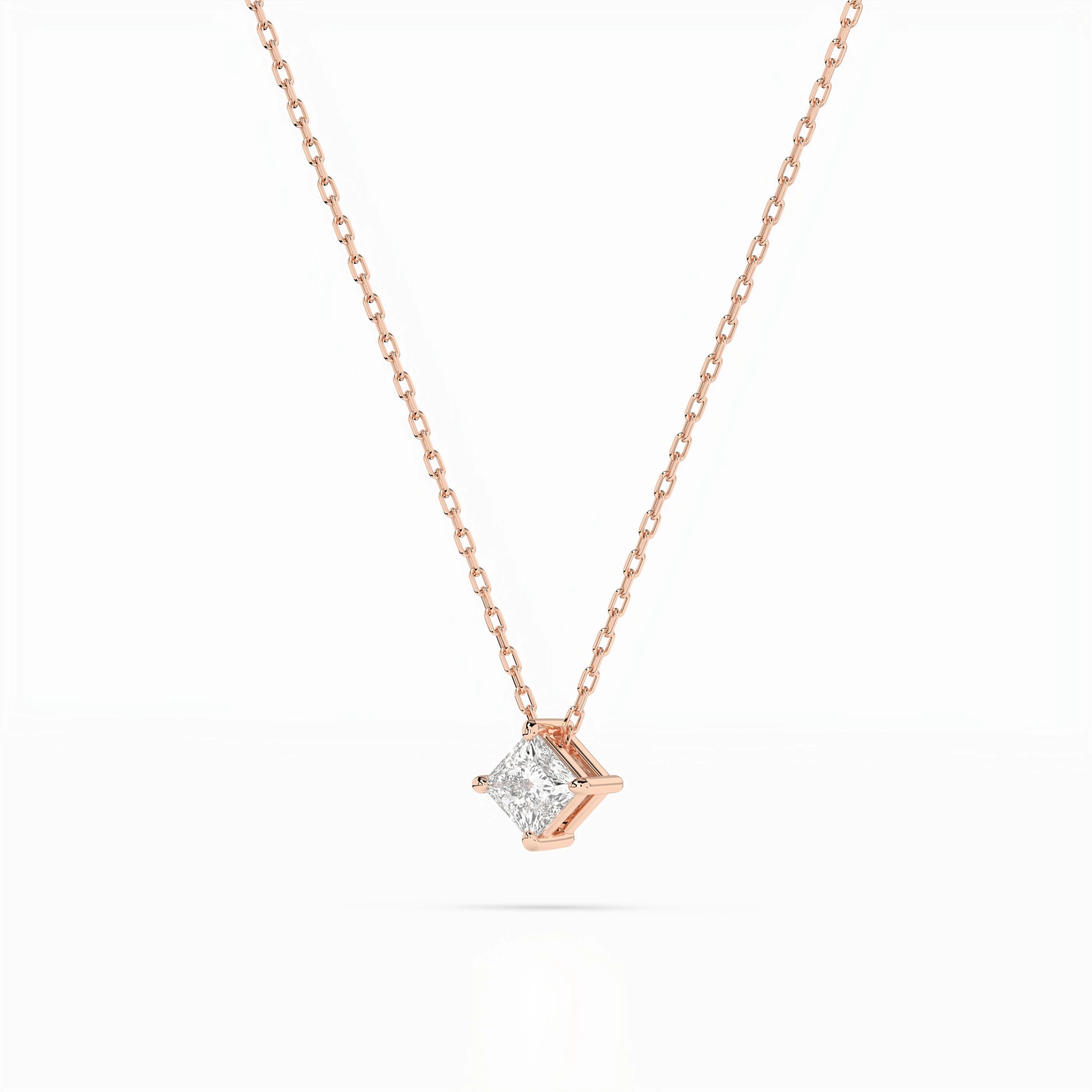Solitaire Necklace (Princess), 0.1 ct — 104-10055(2.5)PR
