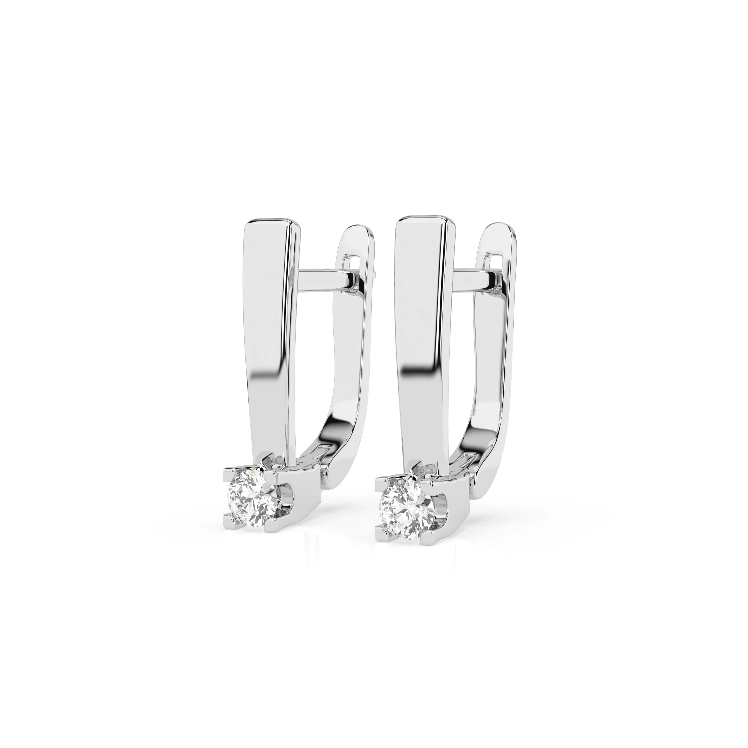 Solitaire English Lock Earring (Round), 0.15 ct — 102-10036(2.7)