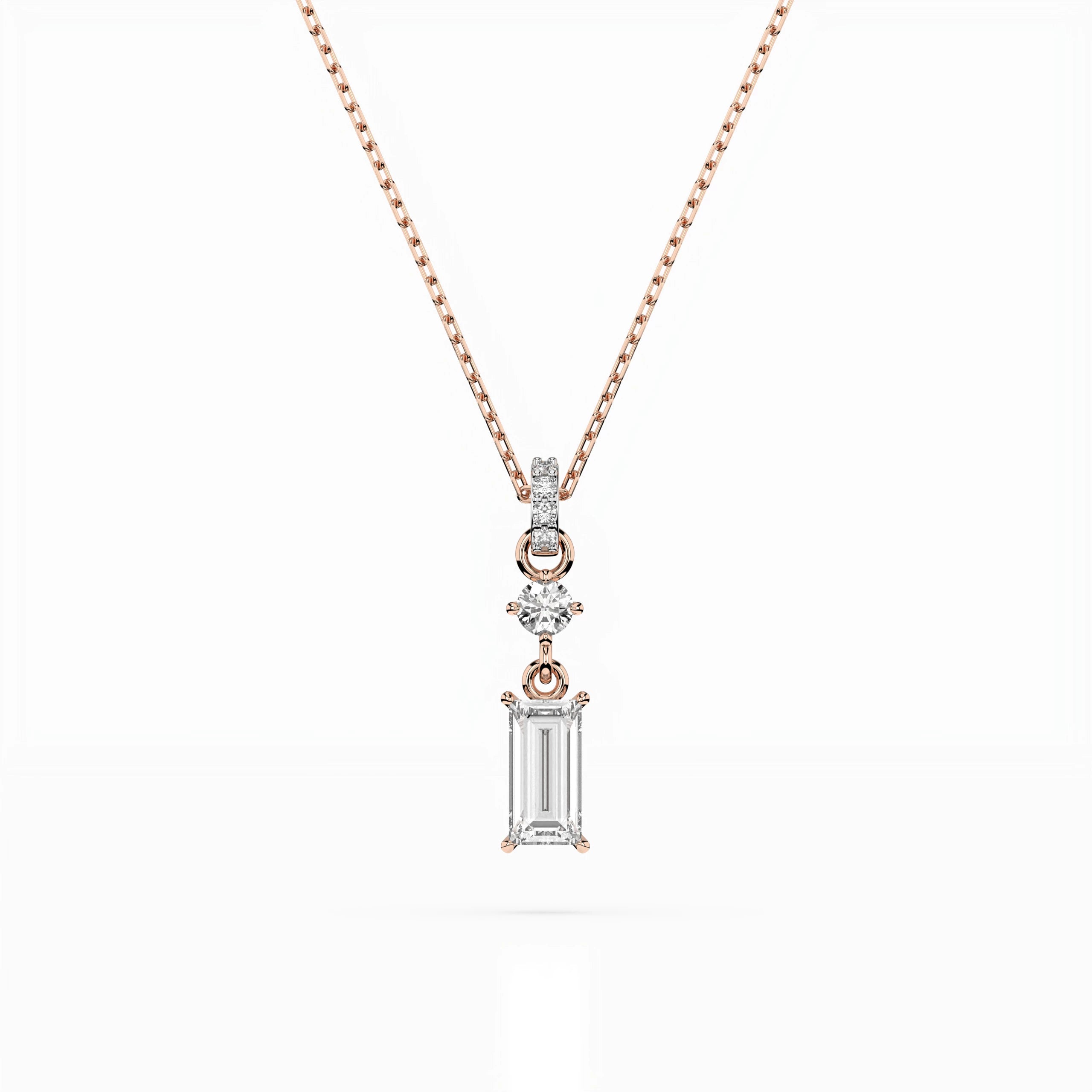Solitaire Necklace (Baguette), 0.04 ct — 104-10071/3(0.30)BAQ