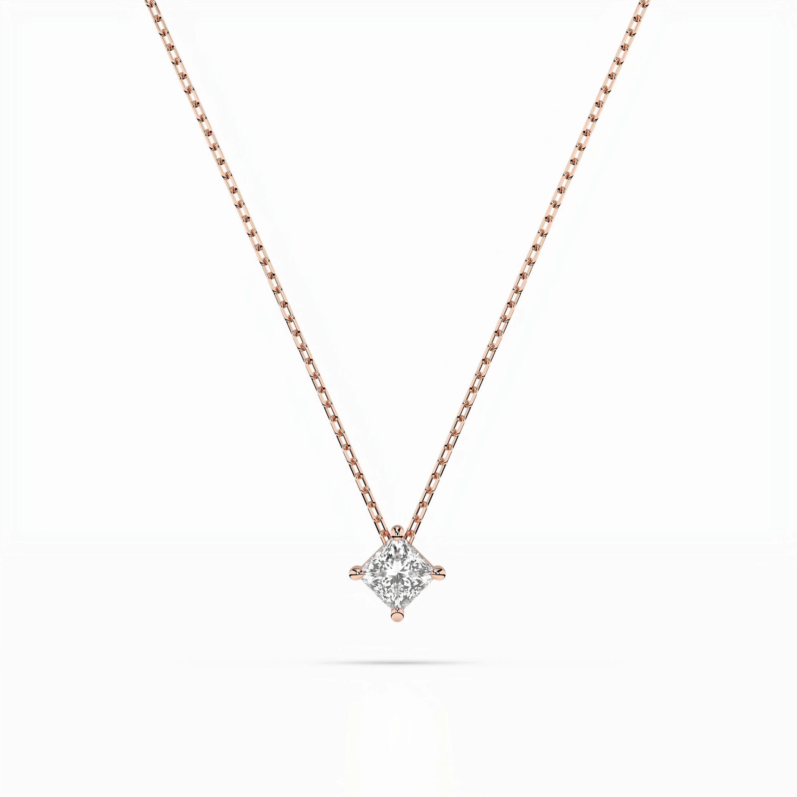 Solitaire Necklace (Princess), 0.1 ct — 104-10055(2.5)PR