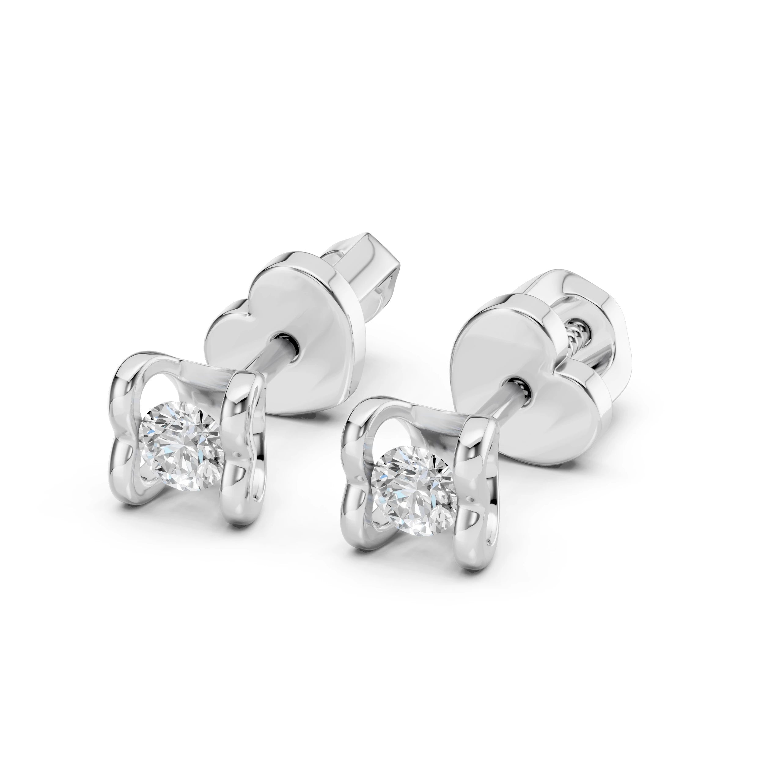 Solitaire Butterfly Earring (Round), 0.2 ct — 102-10013/2(3.0)