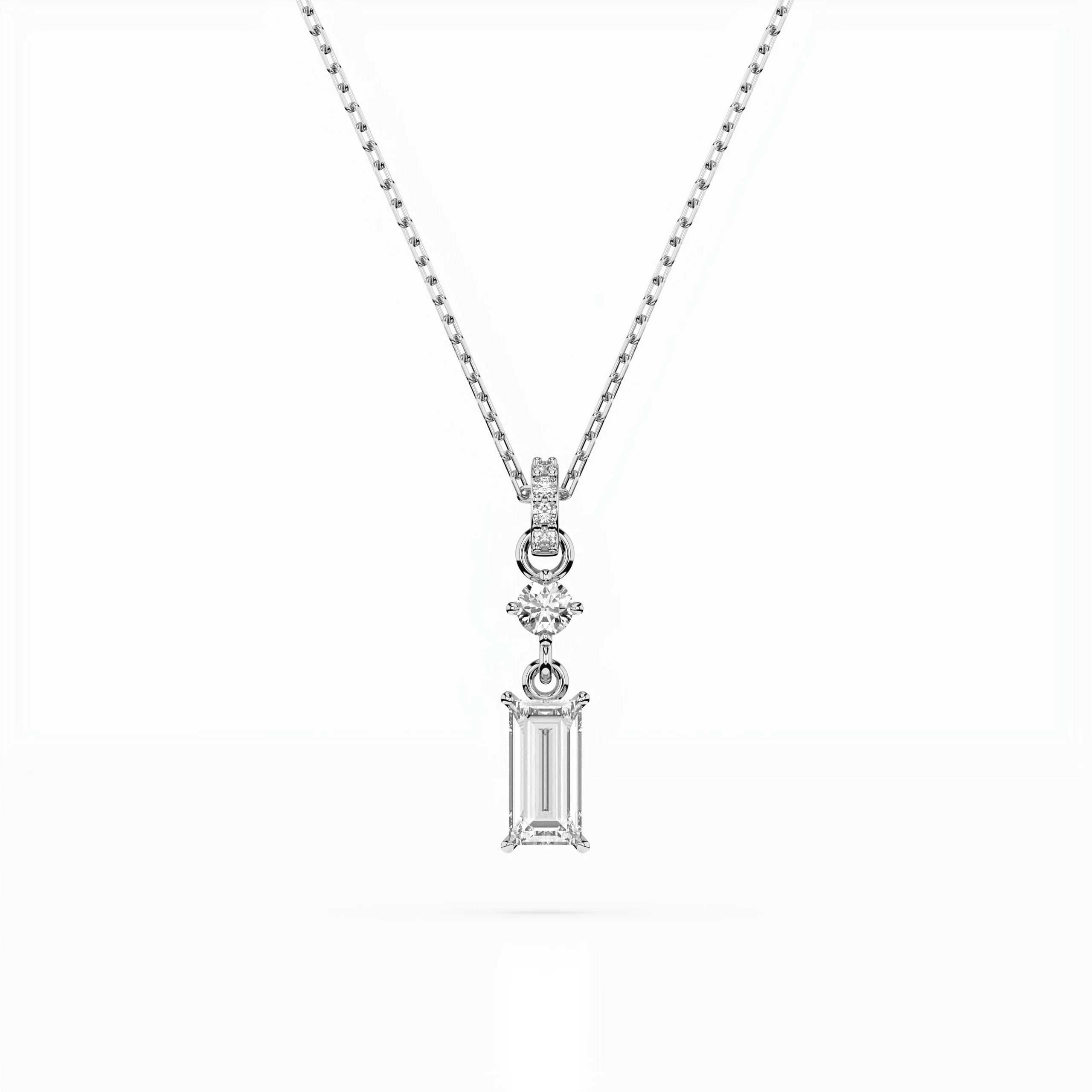 Solitaire Necklace (Baguette), 0.04 ct — 104-10071/3(0.30)BAQ