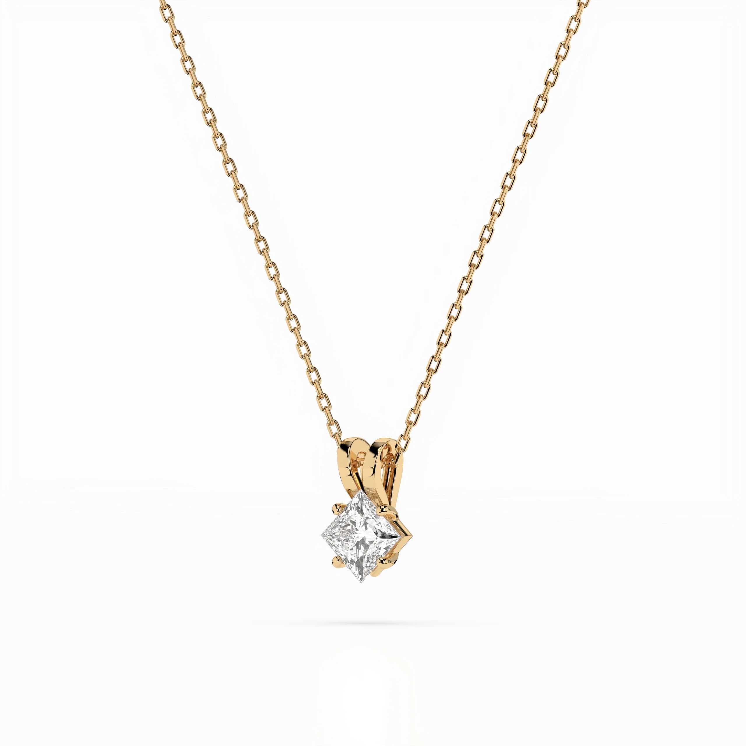 Solitaire Necklace (Princess), 0.3 ct — 104-10070(0.30)PR