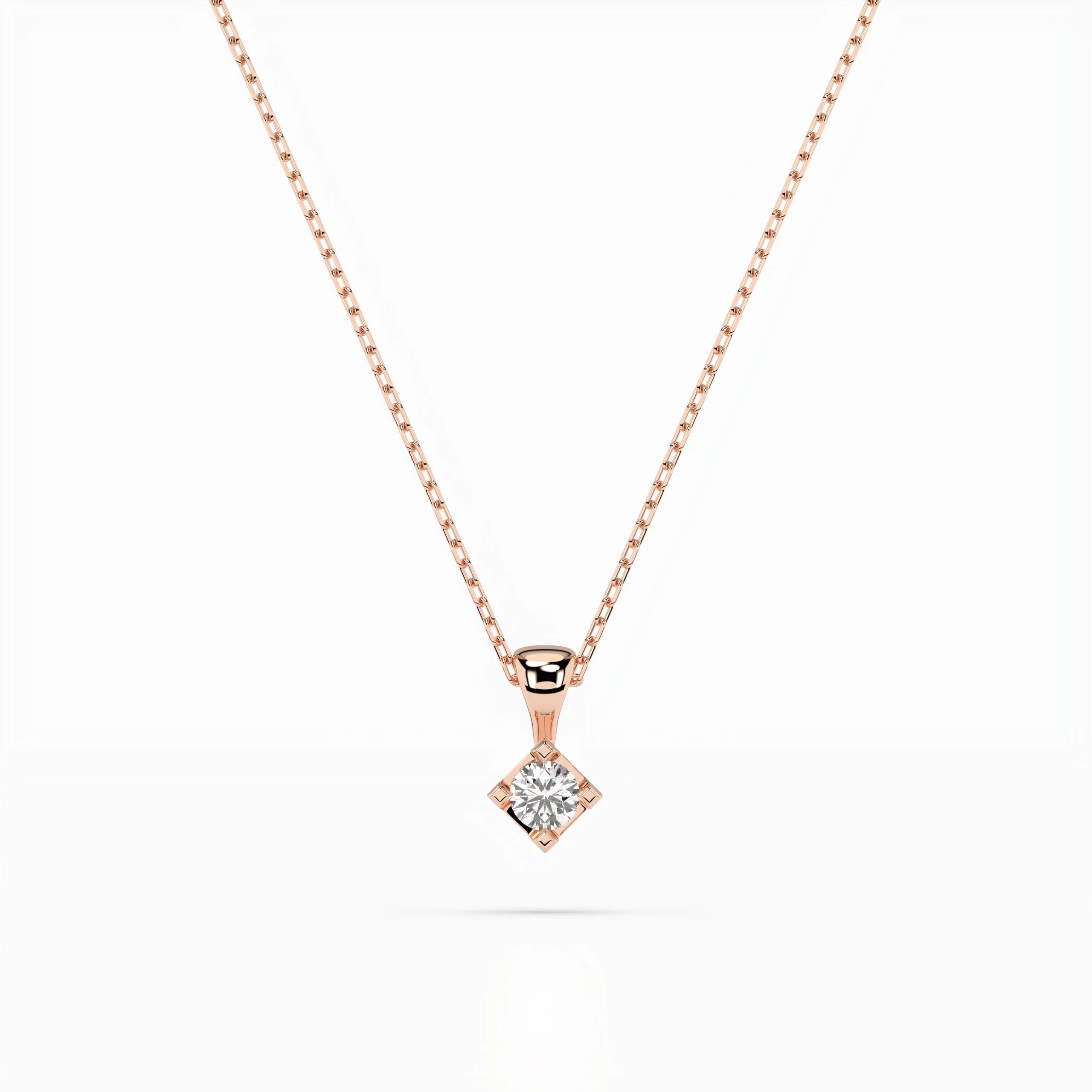 Solitaire Necklace (Round), 0.08 ct — 104-10014(2.7)