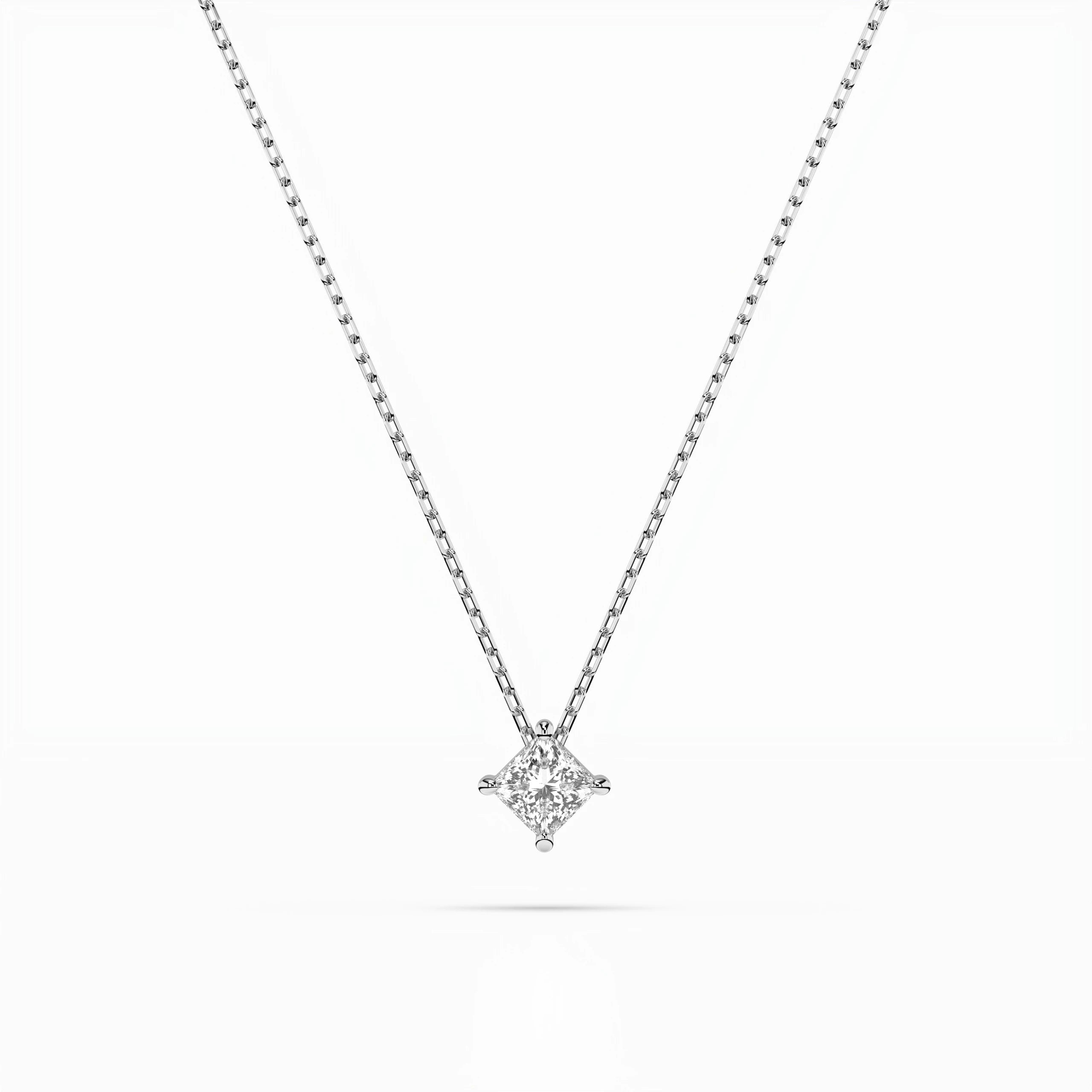 Solitaire Necklace (Princess), 0.1 ct — 104-10055(2.5)PR
